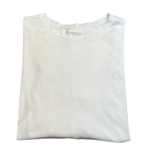 LANDS’ END Mens Cream “Relaxed Fit” Long Sleeve Crewneck Tee-Shirt Size XL